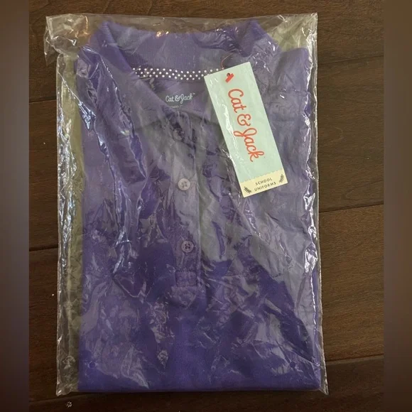 Cat & Jack Girls uniform style polo in purple NWT size XS (4/5) - Picture 2 of 3